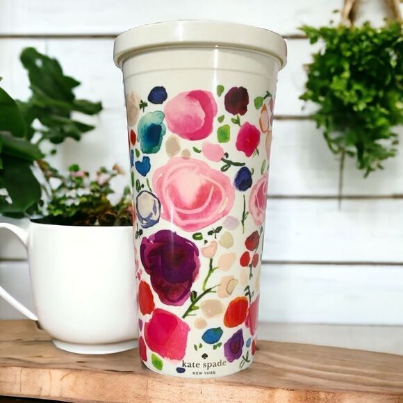 KATE SPADE Insulated Floral Tumbler with NO Straw - Picture 1 of 11